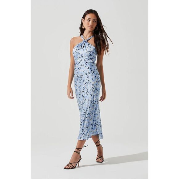 ASTR Sandrine Abstract Halter Midi Dress Size M - Picture 1 of 12